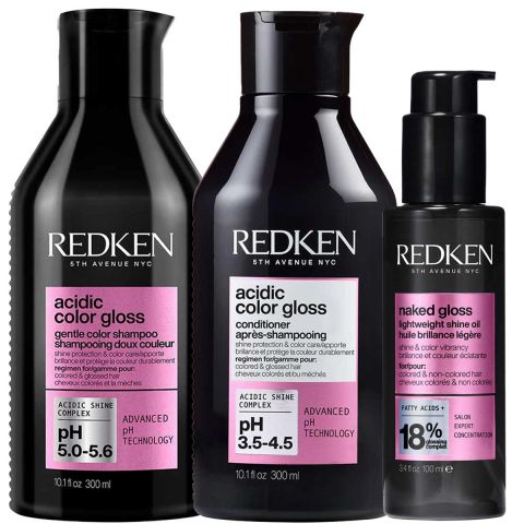 Redken - Acidic Color Gloss Shampoo + Conditioner + Shine Oil Set 