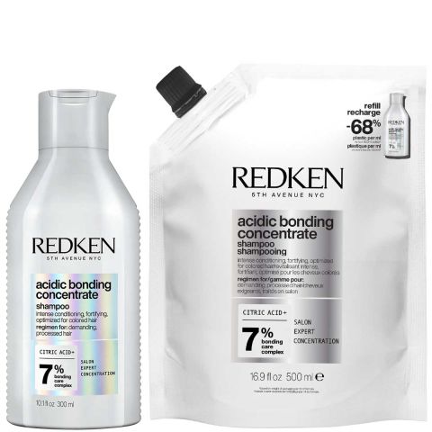 Redken - Acidic Bonding Concentrate Shampoo 300 ml + Refill 500 ml - Set