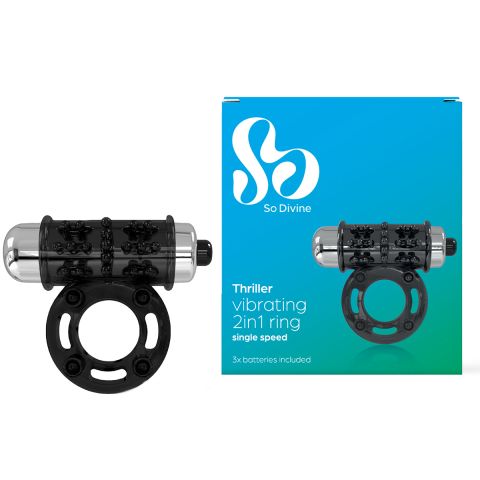 So Divine - Thriller 2-in-1 Vibrationsring - Schwarz