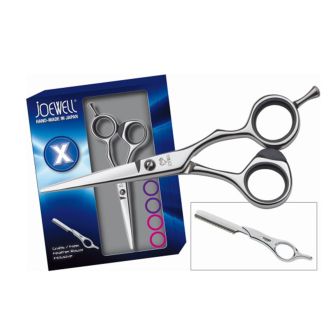 Joewell - X-Set Schwarz - Schere + Feather Rasiermesser - 5.75"