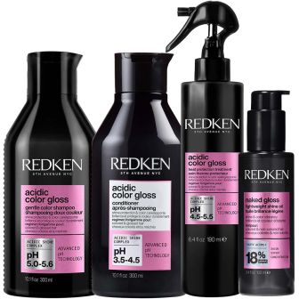 Redken - Acidic Color Gloss Shampoo + Conditioner + Leave-in Treatment + Shine Öl Vorteilset - für coloriertes Haar