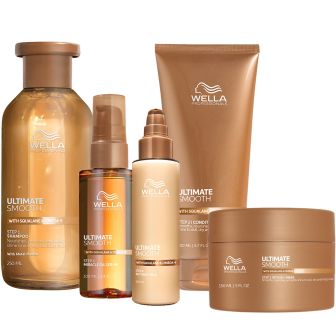 Wella Professionals - Ultimate Smooth Shampoo, Conditioner, Haarmasker, Silky Milk & Oil Serum Voordeelset