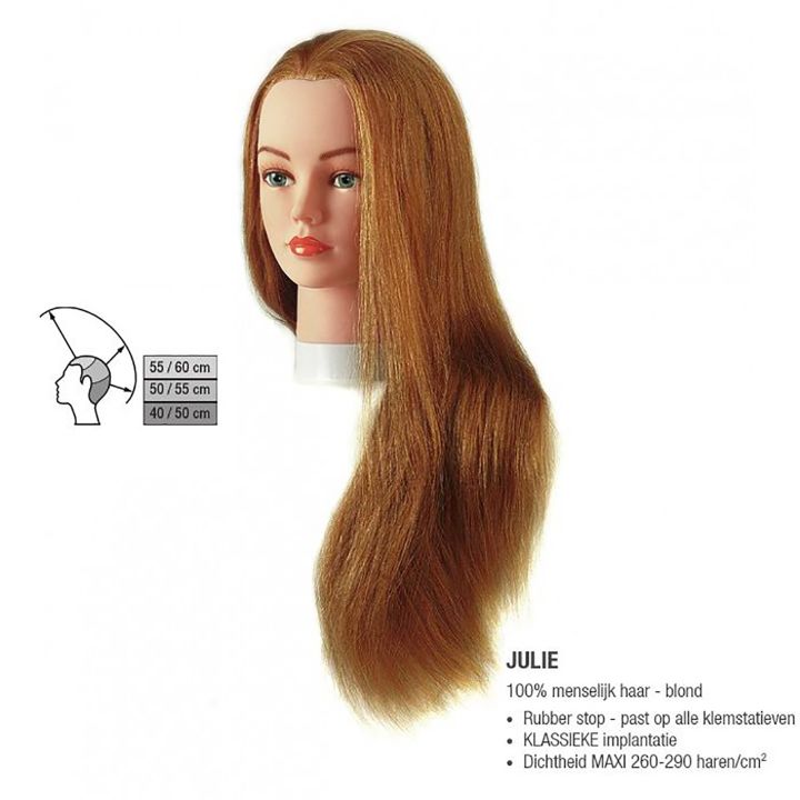 Sibel - Julie Blonde Praxis Kopf - Natürliches Haar - 40-60 cm