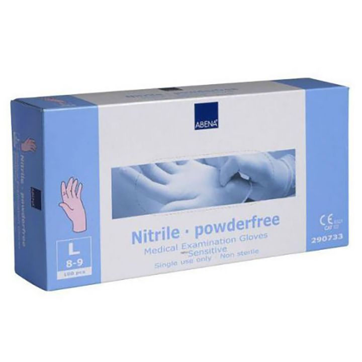 Abena - Nitril Handschoenen Roze Poedervrij maat L - 100 stuks