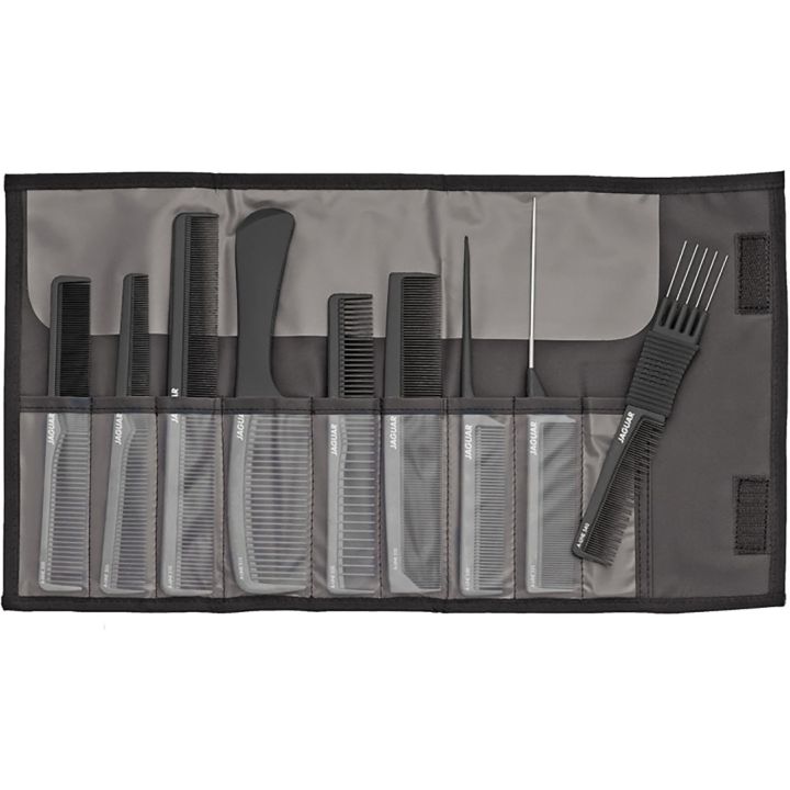 Jaguar - A-Line - Kämme Set inkl. Etui - 9-teilig - Schwarz - Carbon Edition