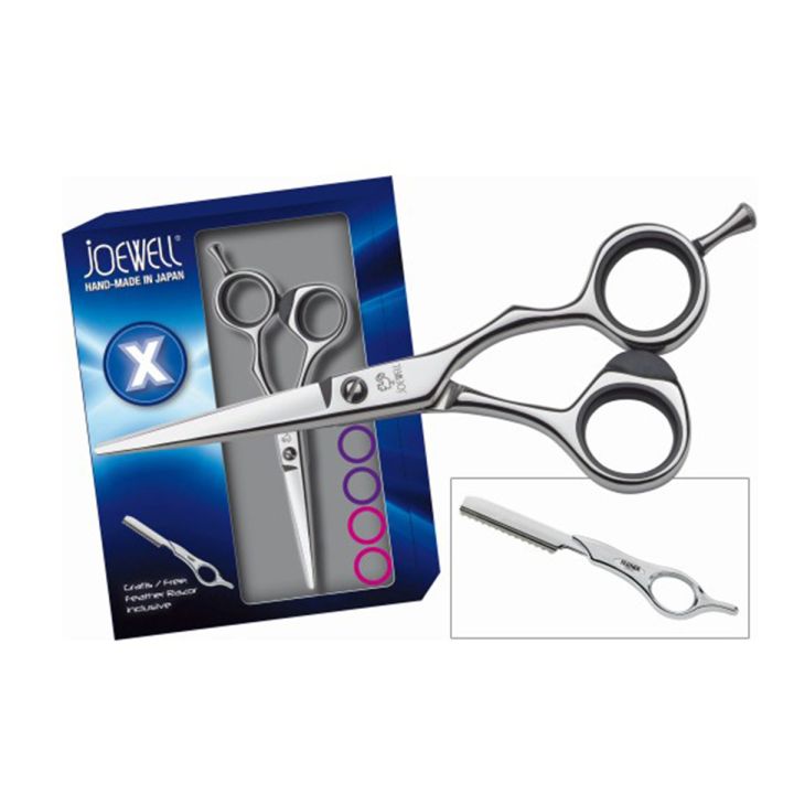 Joewell - X-Set Schwarz - Schere + Feather Rasiermesser - 5.75"