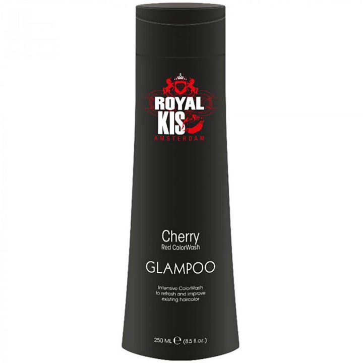 KIS GlamWash Cherry 250 ml pakshot van zwarte tubevormige fles met zwarte dop op witte achtergrond