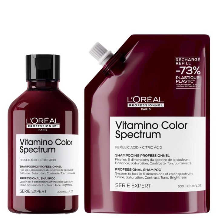 L'Oréal Professionnel Vitamino Color Spectrum Shampoo 300 ml + Refill Shampoo 500 ml Voordeelset voor Gekleurd Haar