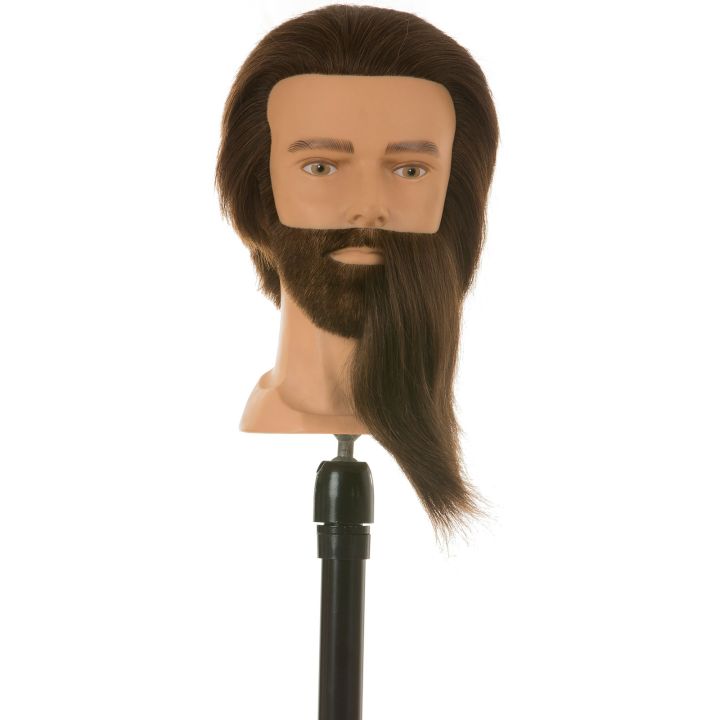 Heads-Up - Barbierkopf Mick mit Bart - Braunes Haar - 30 cm