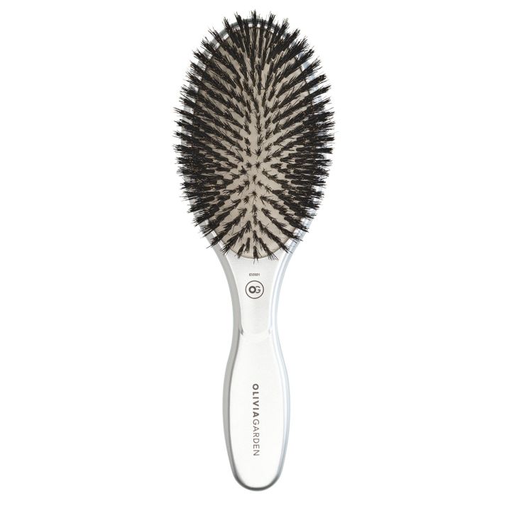 Olivia Garden - Care Oval - Wildschwein - Haarbürste - Silber