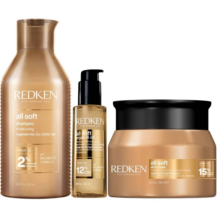 Redken All Soft Shampoo + Maske + Öl Sparset