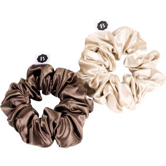 Beauty Pillow Luxury Silk Scrunchies Champagne & Brown