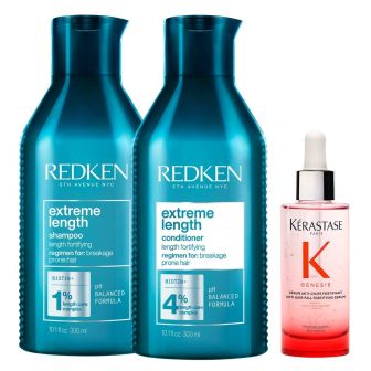 Redken Extreme Length Shampoo + Conditioner + Kérastase Genesis Serum Voordeelset Haargroei
