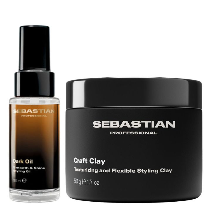 Sebastian - Craft Clay & Dark Oil Vorteilset für dickes und widerspenstiges Haar