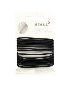 Sibel - Thin Elastic Hair Bands - Black - 16 Stück