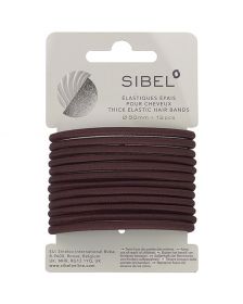 Sibel - Thick Elastic Hair Bands - Brown - 12 Stuks