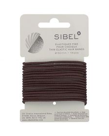 Sibel - Thin Elastic Hair Bands - Brown - 16 Stück
