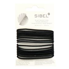 Sibel - Thin Elastic Hair Bands - Black - 16 Stück