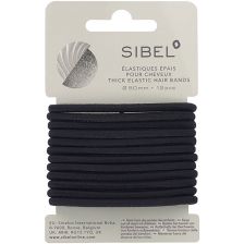 Sibel - Thick Elastic Hair Bands - Black - 12 Stück