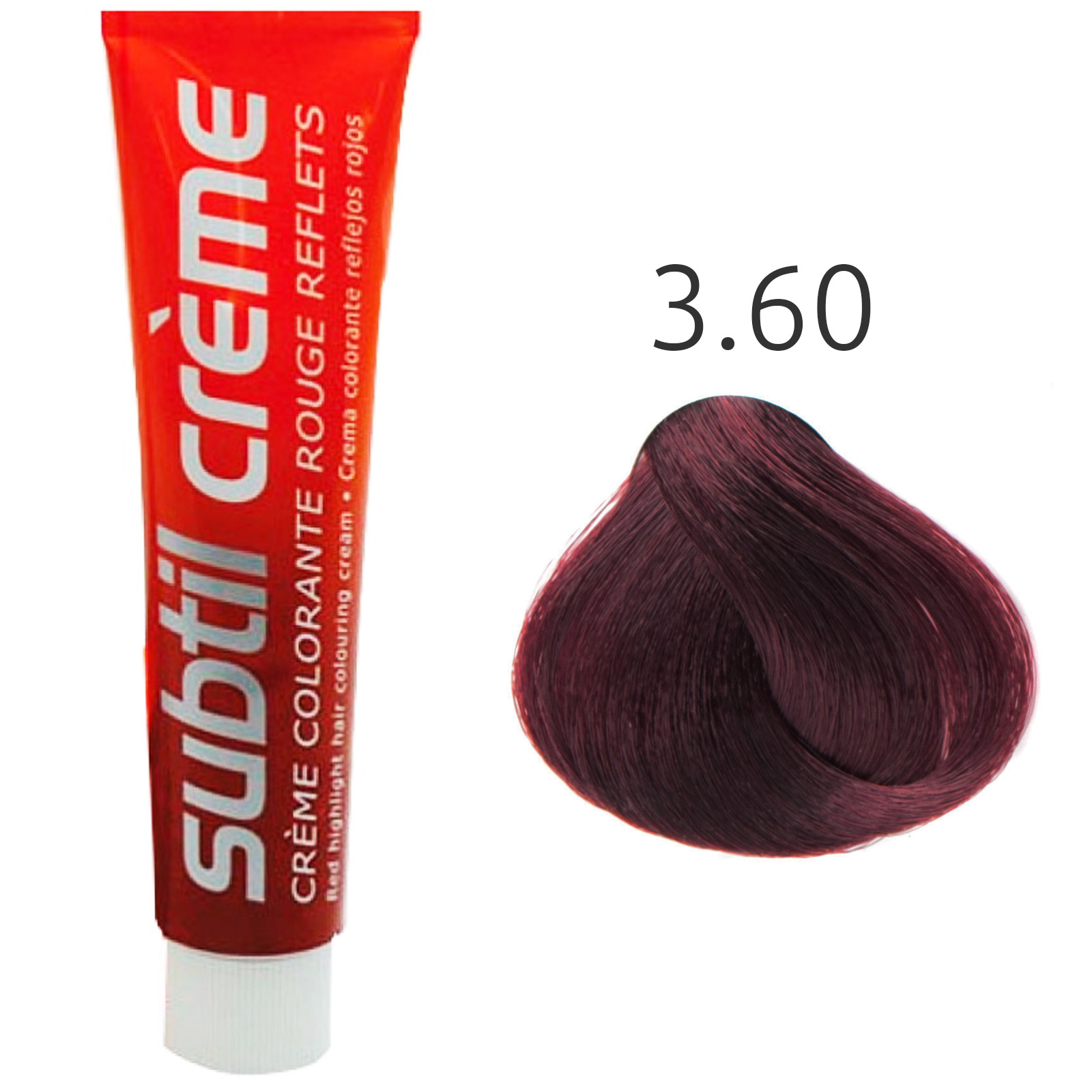 Subtil - Color - Crème Rouge Reflets - 3.60 Kastanje Foncé Rood Intensief - 60 ml